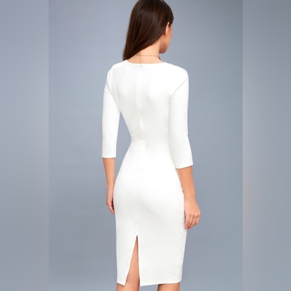 Lulus cream white Style and Slay White Bodycon Midi Dress size small - Picture 2 of 11
